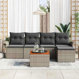 Garden Sofa Set with Storage 6 pcs Grey Poly Rattan
