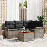 Garden Sofa Set with Storage 5 pcs Grey Poly Rattan