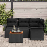 Garden Sofa Set with Cushion Manual 5 pcs Black 55 x 55 x 37 cm - Side View