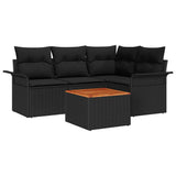 Garden Sofa Set with Cushion Manual 5 pcs Black 55 x 55 x 37 cm - Front View