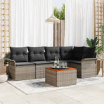 Garden Sofa Set 6 pcs 5-Seater Grey Poly Rattan