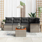 Garden Sofa Set 6 pcs 5-Seater Grey Poly Rattan
