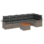 Garden Sofa Set 7 pcs 6-Seater Grey Poly Rattan