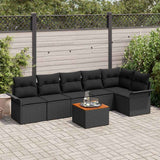 Garden Sofa Set with Storage 7 pcs Black Poly Rattan