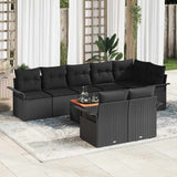 Garden Sofa Set with Storage 9 pcs Black Poly Rattan
