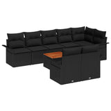 Garden Sofa Set with Storage 9 pcs Black Poly Rattan