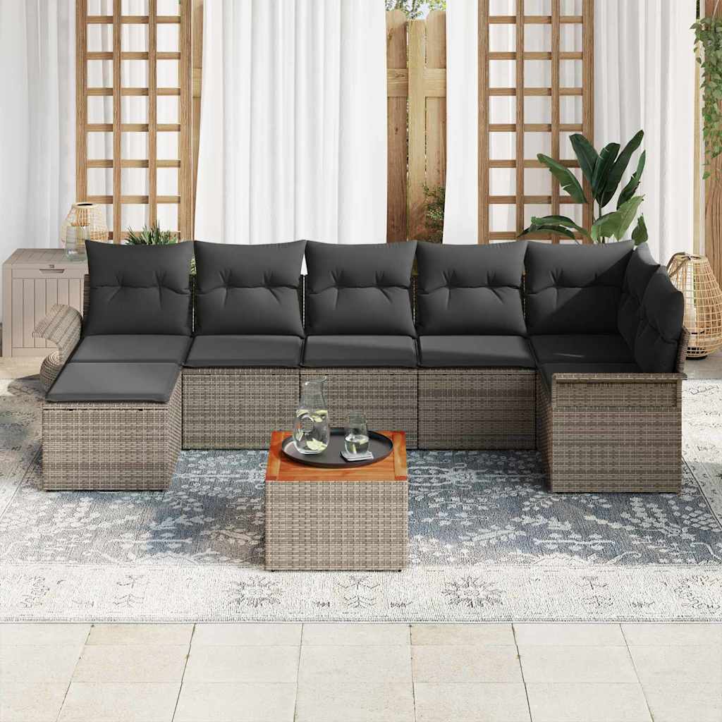 Garden Sofa Set with Storage 8 pcs Grey Poly Rattan