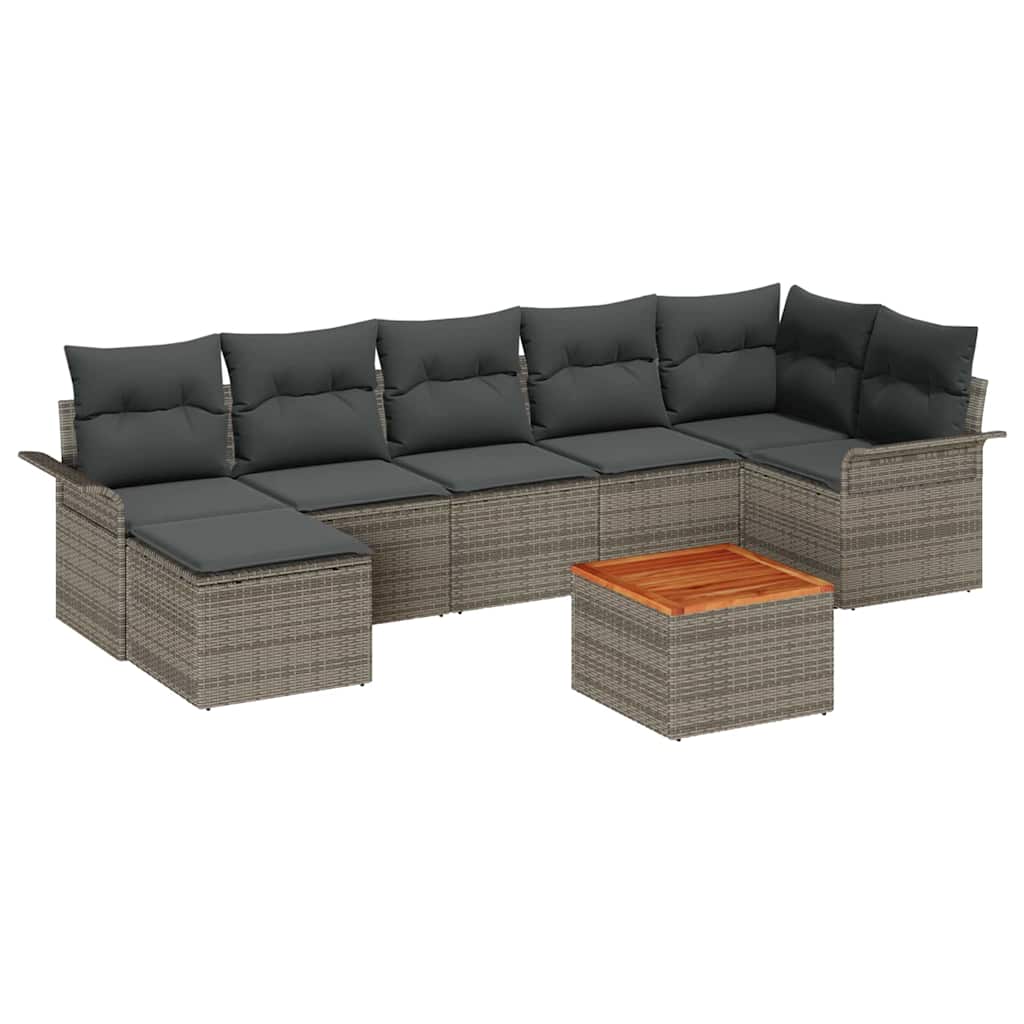 Garden Sofa Set with Storage 8 pcs Grey Poly Rattan