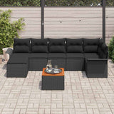 Garden Sofa Set with Storage 8 pcs Black Poly Rattan