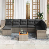 Garden Sofa Set with Storage 9 pcs Grey Poly Rattan