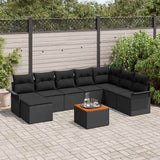 Garden Sofa Set with Storage 9 pcs Black Poly Rattan