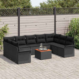 Garden Sofa Set with Storage 10 pcs Black Poly Rattan - Side View