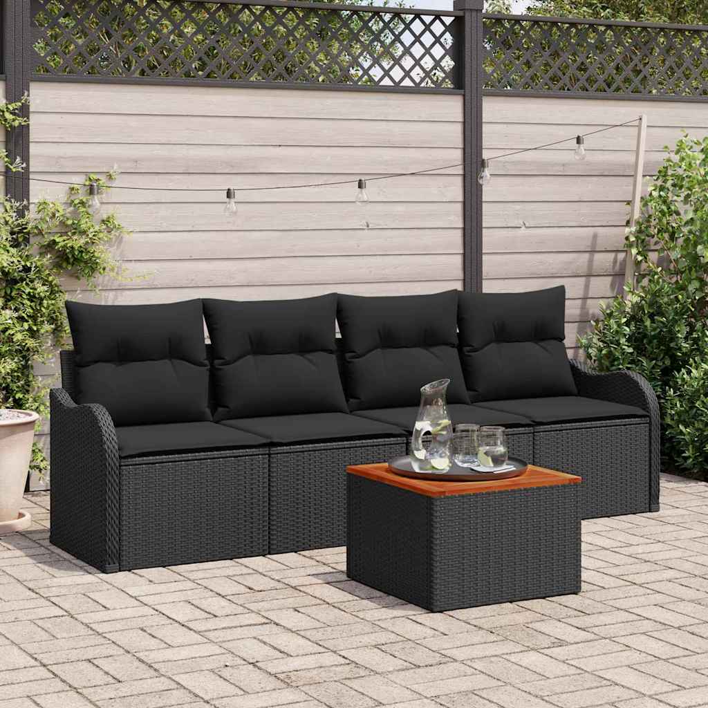 Garden Sofa Set with Cushion with Storage Manual 5 pcs Black