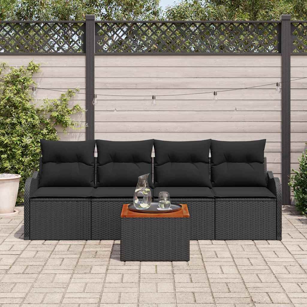 Garden Sofa Set with Cushion with Storage Manual 5 pcs Black