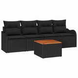 Garden Sofa Set with Cushion Manual 5 pcs Black 55 x 55 x 37 cm - Front View