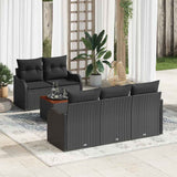 Garden Sofa Set with Storage 6 pcs Black Poly Rattan