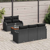 Garden Sofa Set with Storage 6 pcs Black Poly Rattan