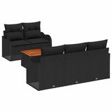 Garden Sofa Set with Cushion Manual 6 pcs Black 55 x 55 x 37 cm - Front View