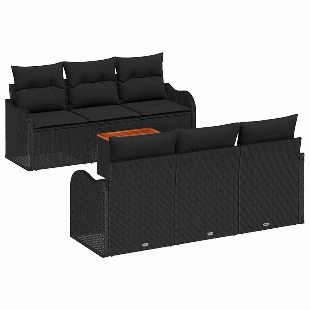 Garden Sofa Set 7 pcs Black