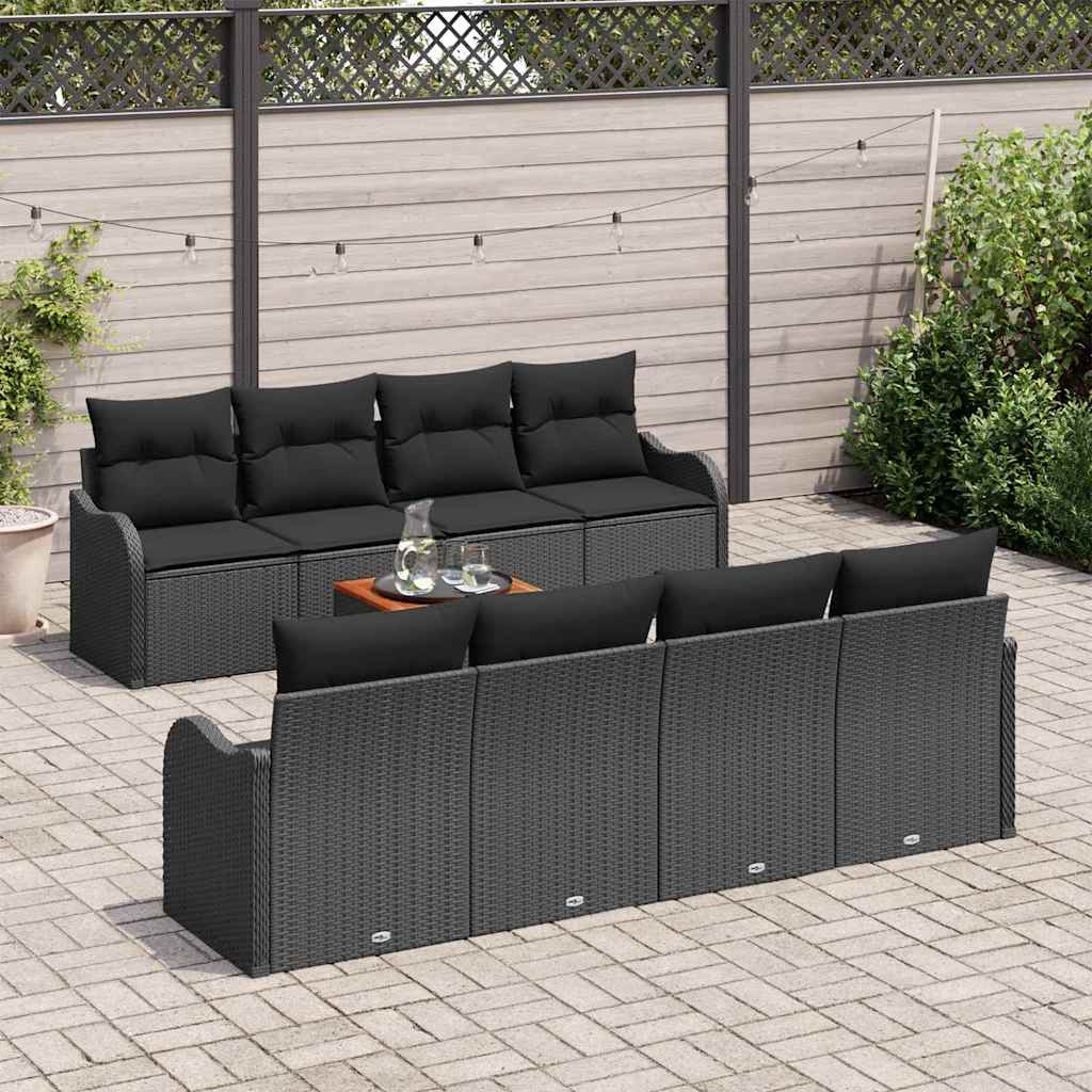 Garden Sofa Set 9 pcs Black