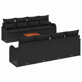 Garden Sofa Set 9 pcs Black - Front View
