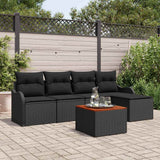 Garden Sofa Set with Storage 6 pcs Black Poly Rattan