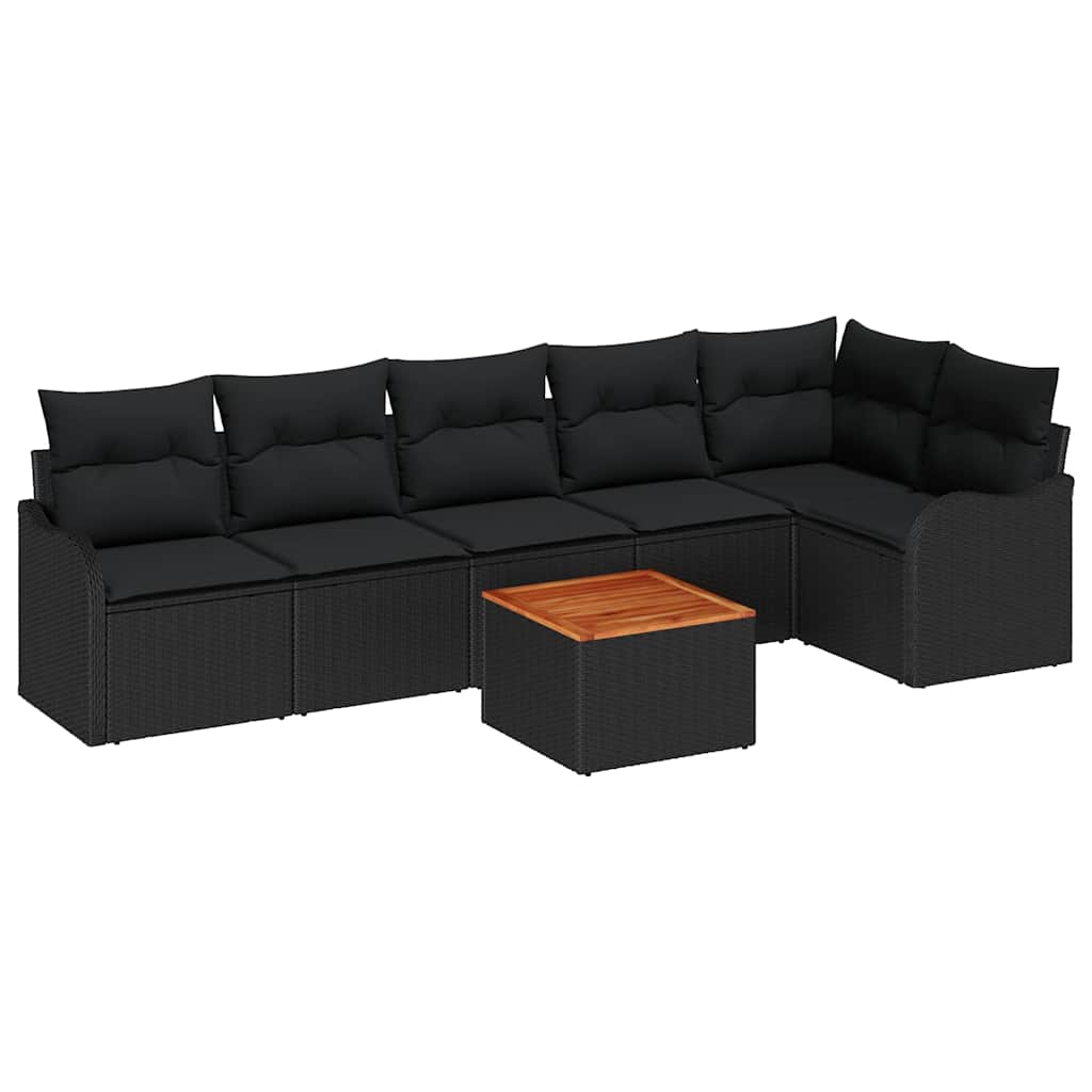 Garden Sofa Set 7 pcs Black