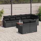 Garden Sofa Set with Storage 9 pcs Black Poly Rattan