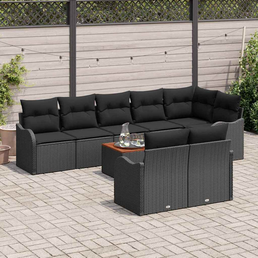Garden Sofa Set 9 pcs Black Poly Rattan