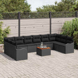 Garden Sofa Set with Storage 11 pcs Black Poly Rattan