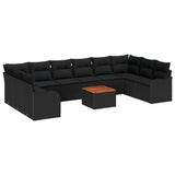 Garden Sofa Set with Storage 11 pcs Black Poly Rattan