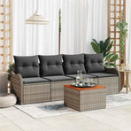 Garden Sofa Set 5 pcs Grey Poly Rattan