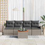 Garden Sofa Set 5 pcs Grey Poly Rattan
