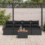 Garden Sofa Set 5 pcs Black Poly Rattan