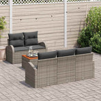 Garden Sofa Set 6 pcs Grey Poly Rattan