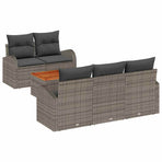 Garden Sofa Set 6 pcs Grey Poly Rattan