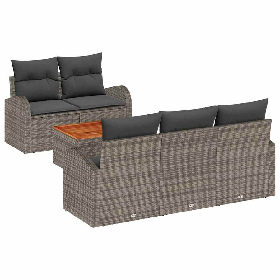 Garden Sofa Set 6 pcs Grey Poly Rattan