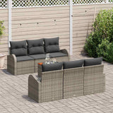 Garden Sofa Set with Storage 7 pcs Grey Poly Rattan