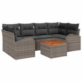 Garden Sofa Set 7 pcs Grey - Front View