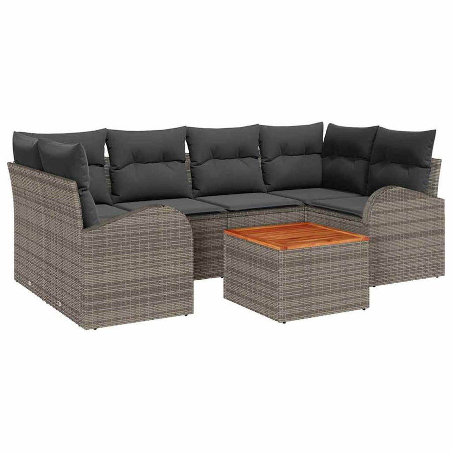 Garden Sofa Set 7 pcs Grey Poly Rattan