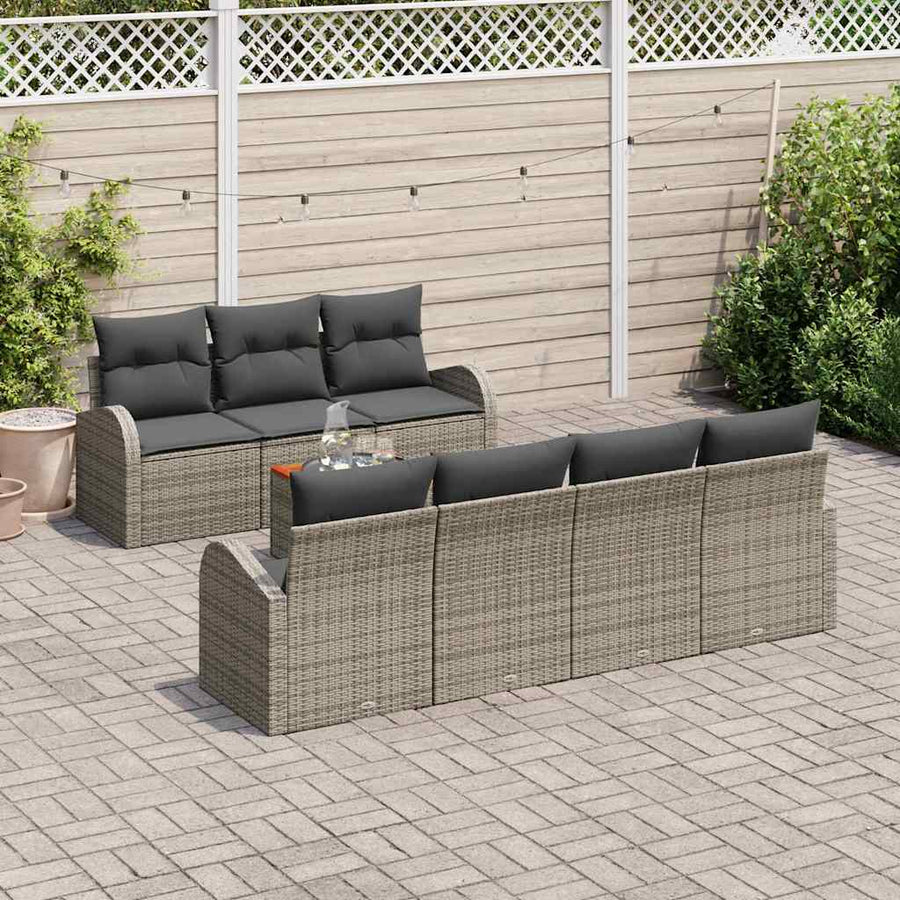 Garden Sofa Set 8 pcs Grey Poly Rattan