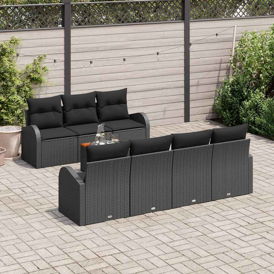 Garden Sofa Set 8 pcs Black Poly Rattan