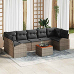 Garden Sofa Set 8 pcs Grey Poly Rattan