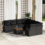 Garden Sofa Set 9 pcs Black Poly Rattan