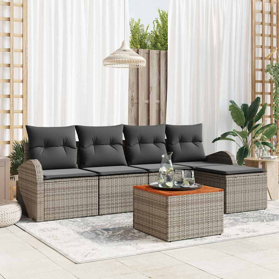 Garden Sofa Set 6 pcs Grey Poly Rattan