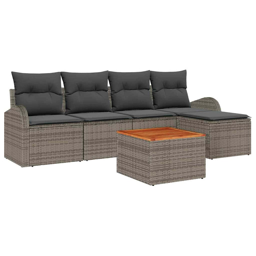 Garden Sofa Set 6 pcs Grey Poly Rattan