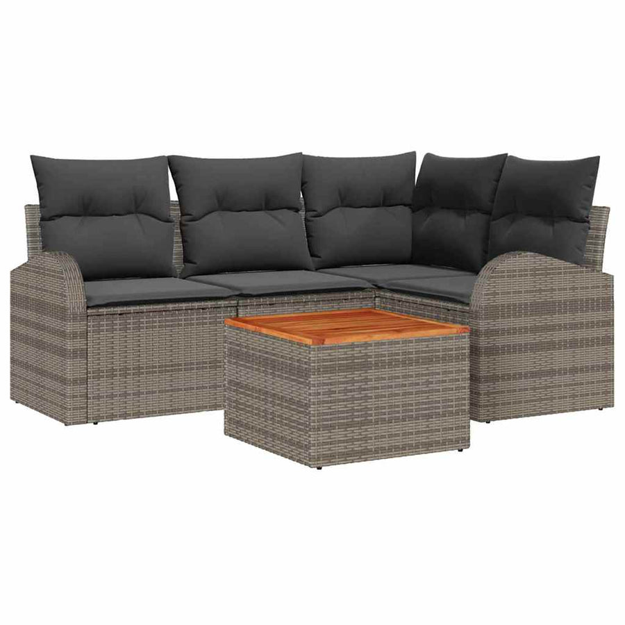 Garden Sofa Set 5 pcs Grey Poly Rattan