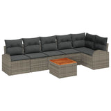 Garden Sofa Set 7 pcs Grey - Front View