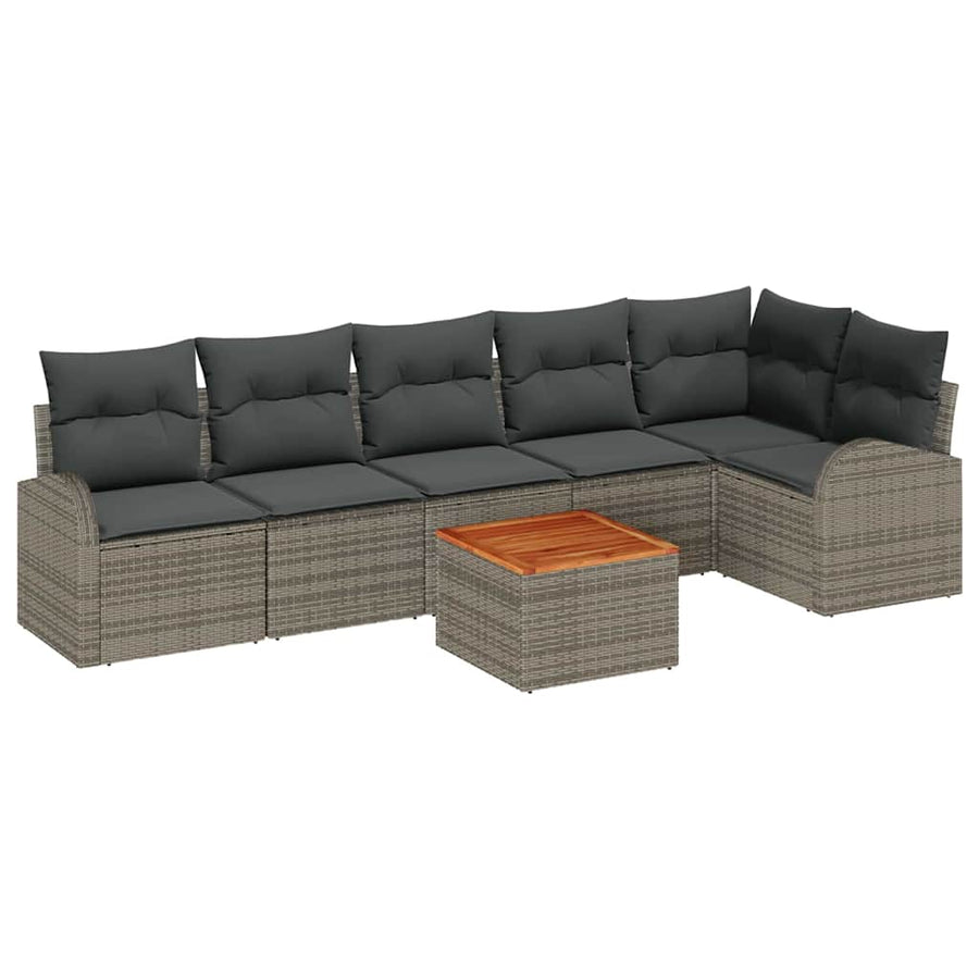 Garden Sofa Set 7 pcs Grey Poly Rattan