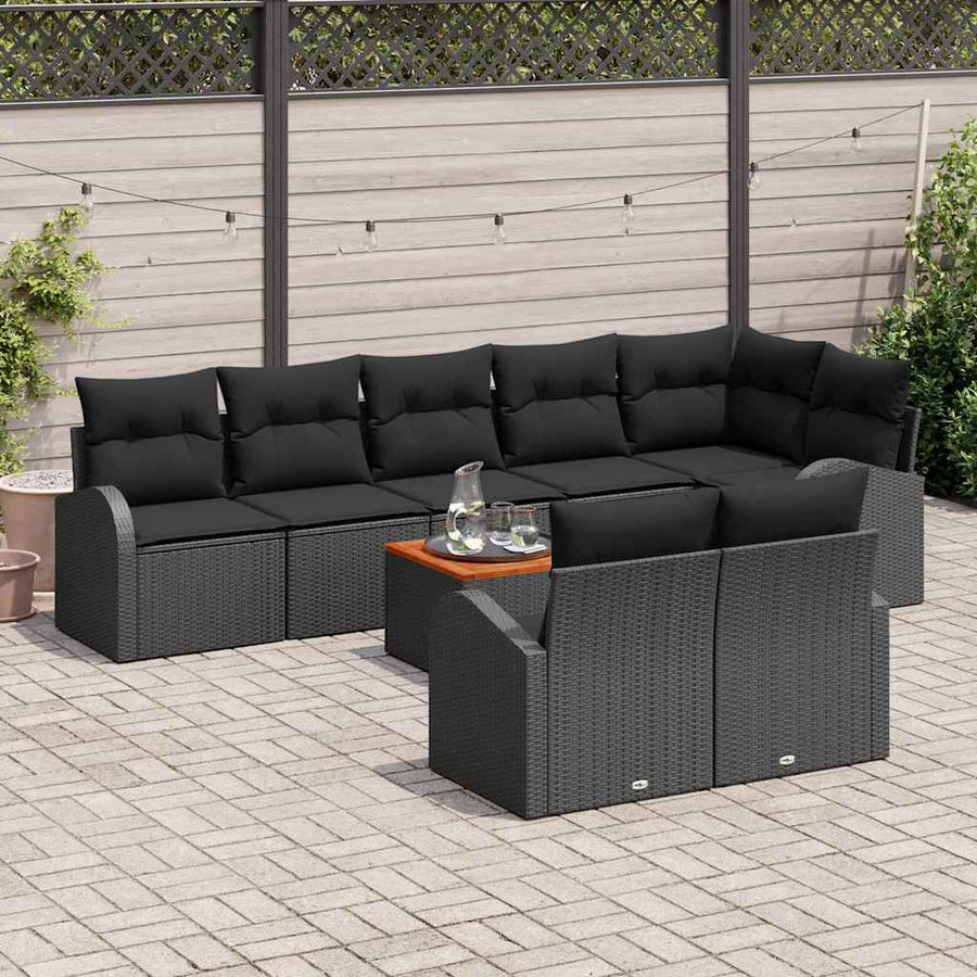 Garden Sofa Set 9 pcs Black Poly Rattan